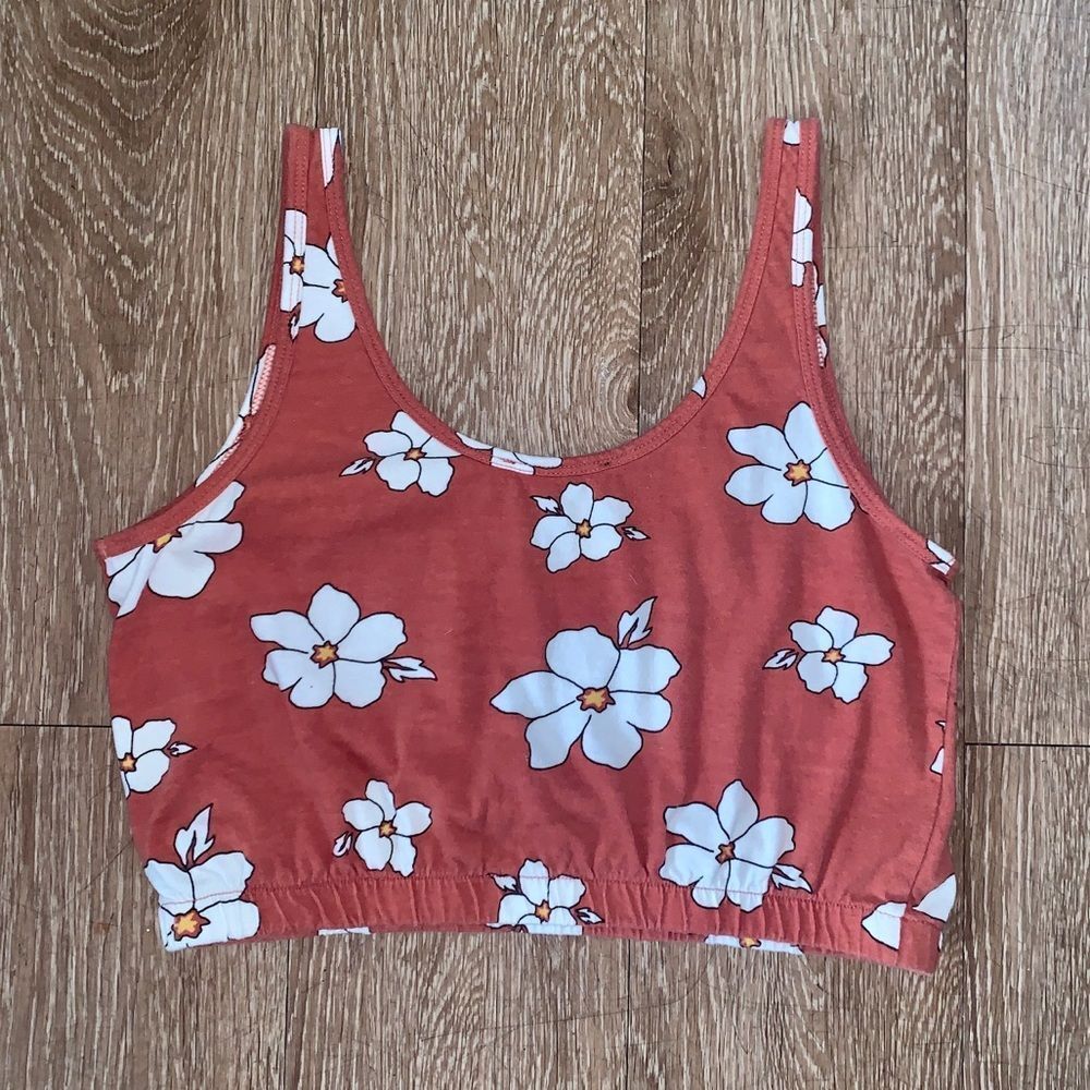 Rust Floral Crop Top - Picture 3 of 5